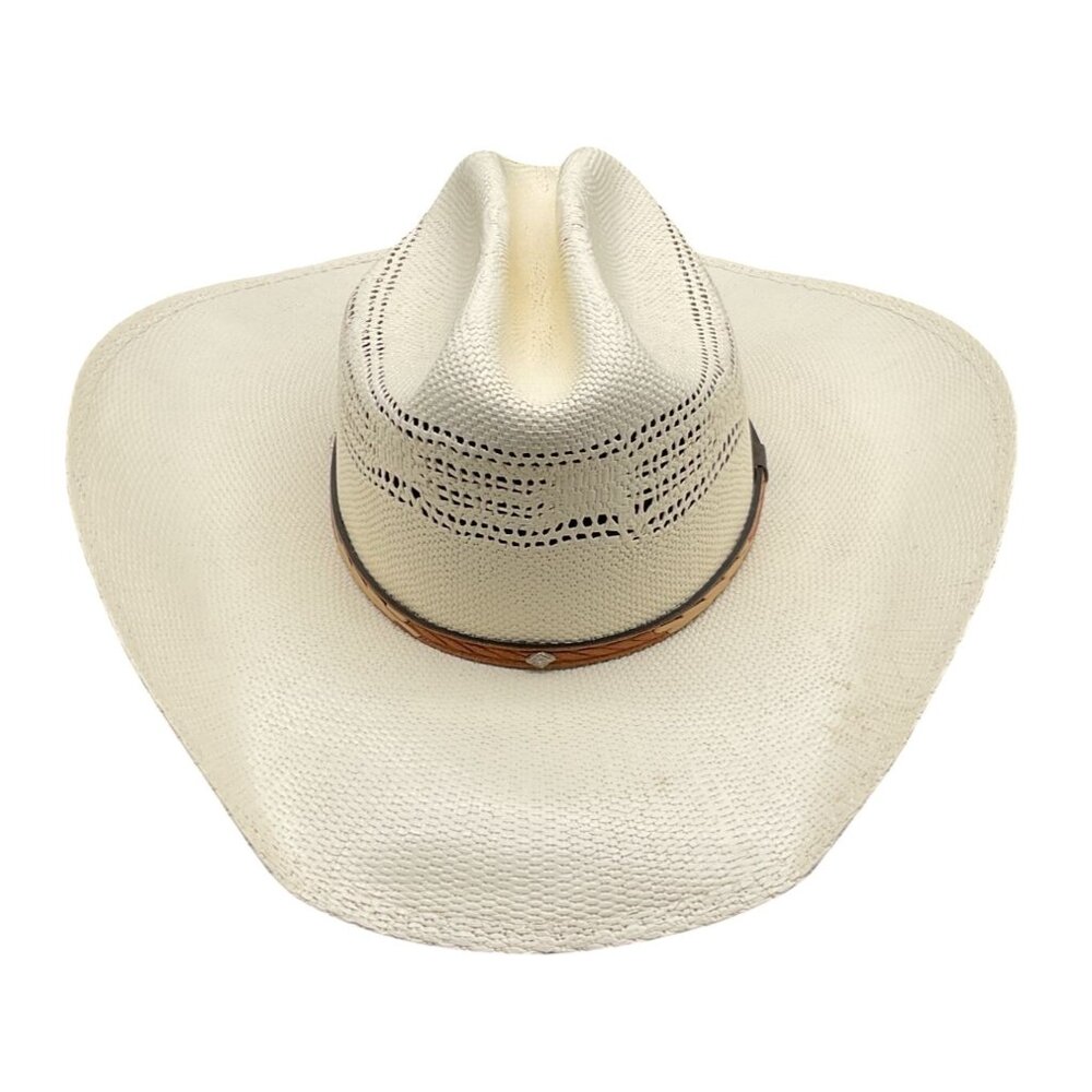 Justin 20x Straw Cowboy Hat With Decorative Band Beige Size 56 / 7 Mens